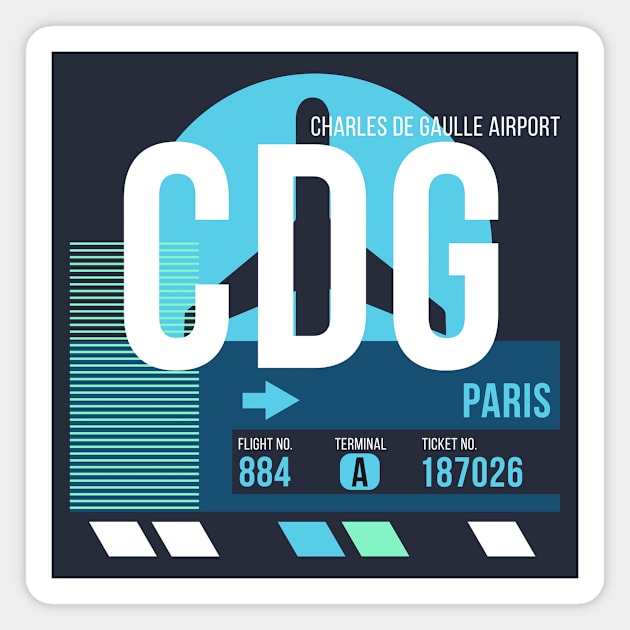 Paris (CDG) Airport // Sunset Baggage Tag Magnet by Now Boarding